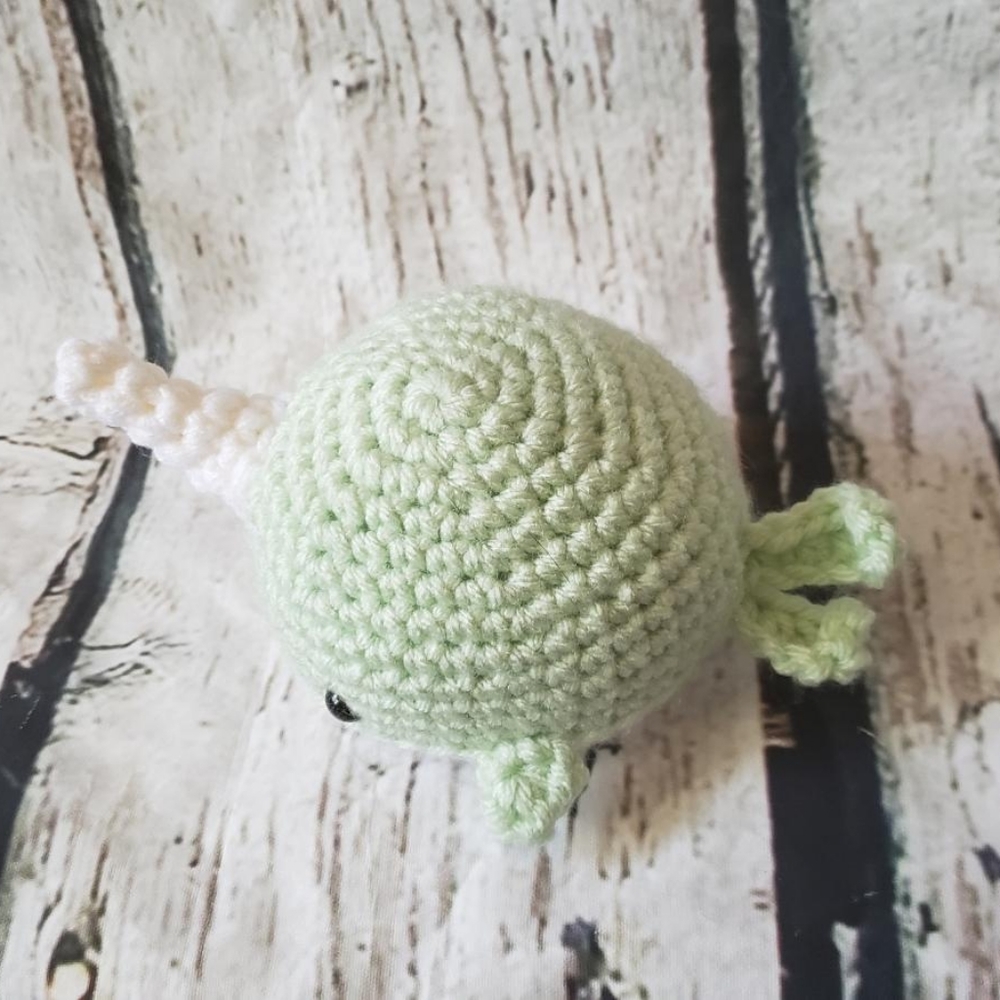 Light Green Crochet Narwhal Amigurumi - Picture 2 of 12